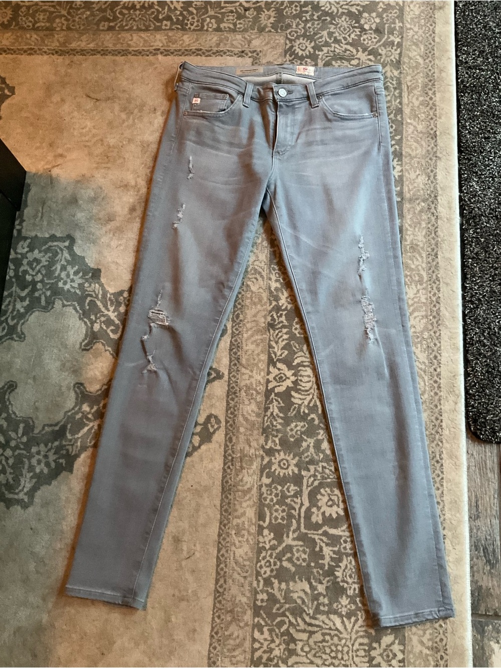 Ag Adriano Goldschmied Gray Distressed Legging Ankle Jeans 30R
